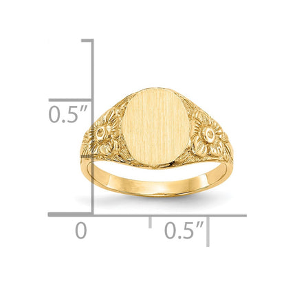 10K Gelbgold 10.0x8.0mm Geschlossen Rückseite Siegel Ring