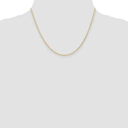14K Gelbgold Carded 1.35mm Ankerkette Kordel mit Federring Verschluss Halskette