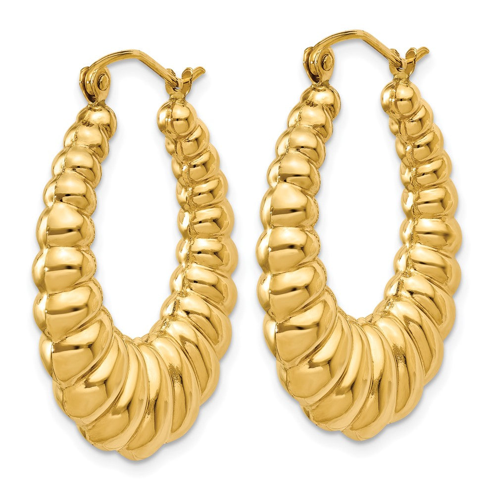 10K Gelbgold Poliert Gewellt Creolen