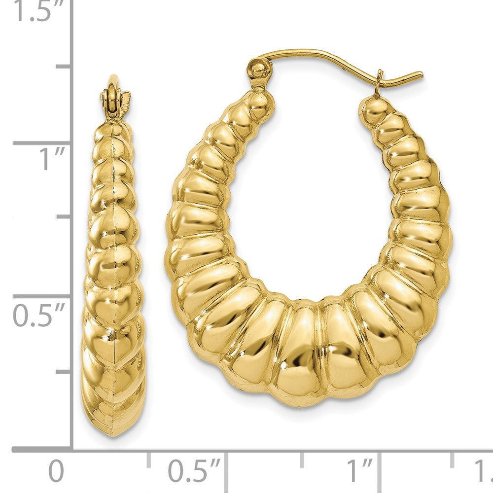 10K Gelbgold Poliert Gewellt Creolen