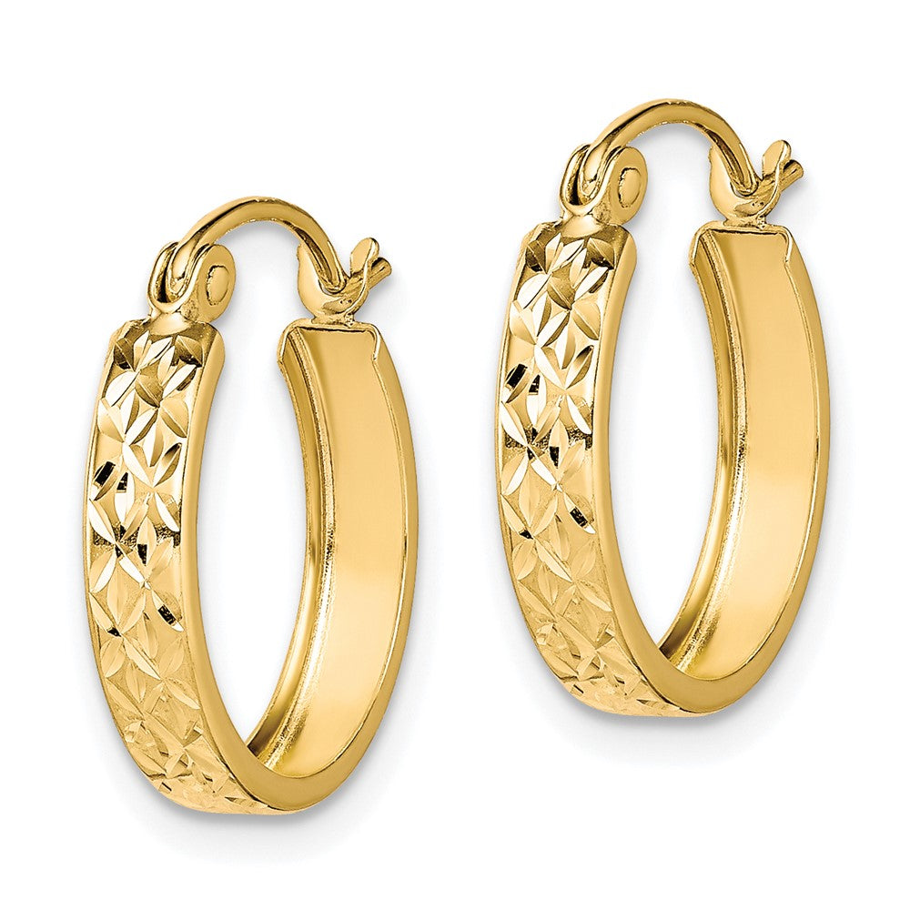 10K Gelbgold Diamantiert Quadratisch Röhre Creolen
