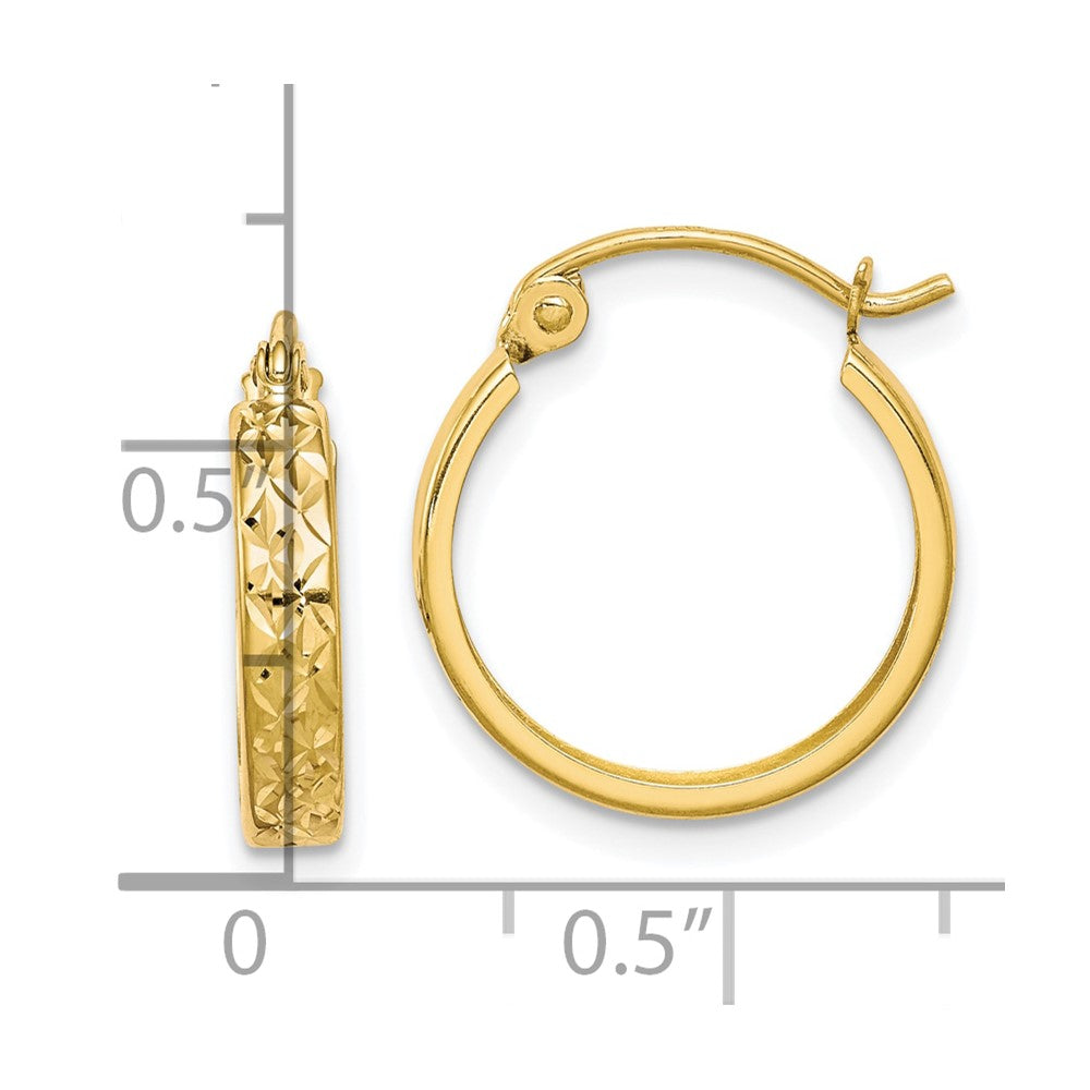 10K Gelbgold Diamantiert Quadratisch Röhre Creolen