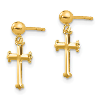 10K Gelbgold 10K Kreuz Hängend Ohrstecker
