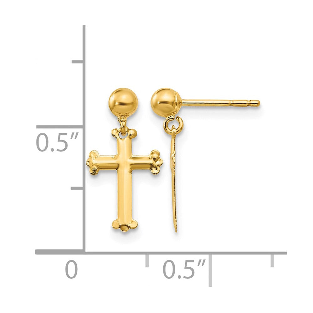 10K Gelbgold 10K Kreuz Hängend Ohrstecker