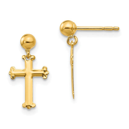 10K Gelbgold 10K Kreuz Hängend Ohrstecker