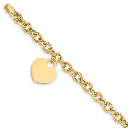 10K Gelbgold Herz Charm Hohl Armband
