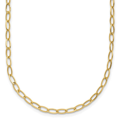 10K Gelbgold Oval Glieder 18necklace Halskette