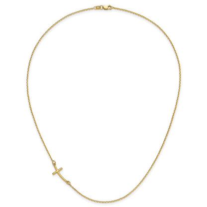10K Gelbgold Klein Seitlich Gebogen Kreuz Halskette