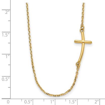10K Gelbgold Klein Seitlich Gebogen Kreuz Halskette