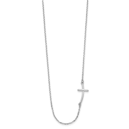 10K Weißgold Klein Seitlich Gebogen Kreuz Halskette