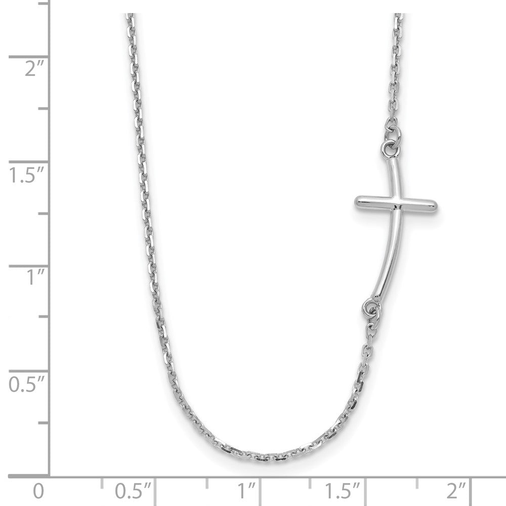 10K Weißgold Klein Seitlich Gebogen Kreuz Halskette