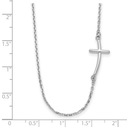 10K Weißgold Klein Seitlich Gebogen Kreuz Halskette