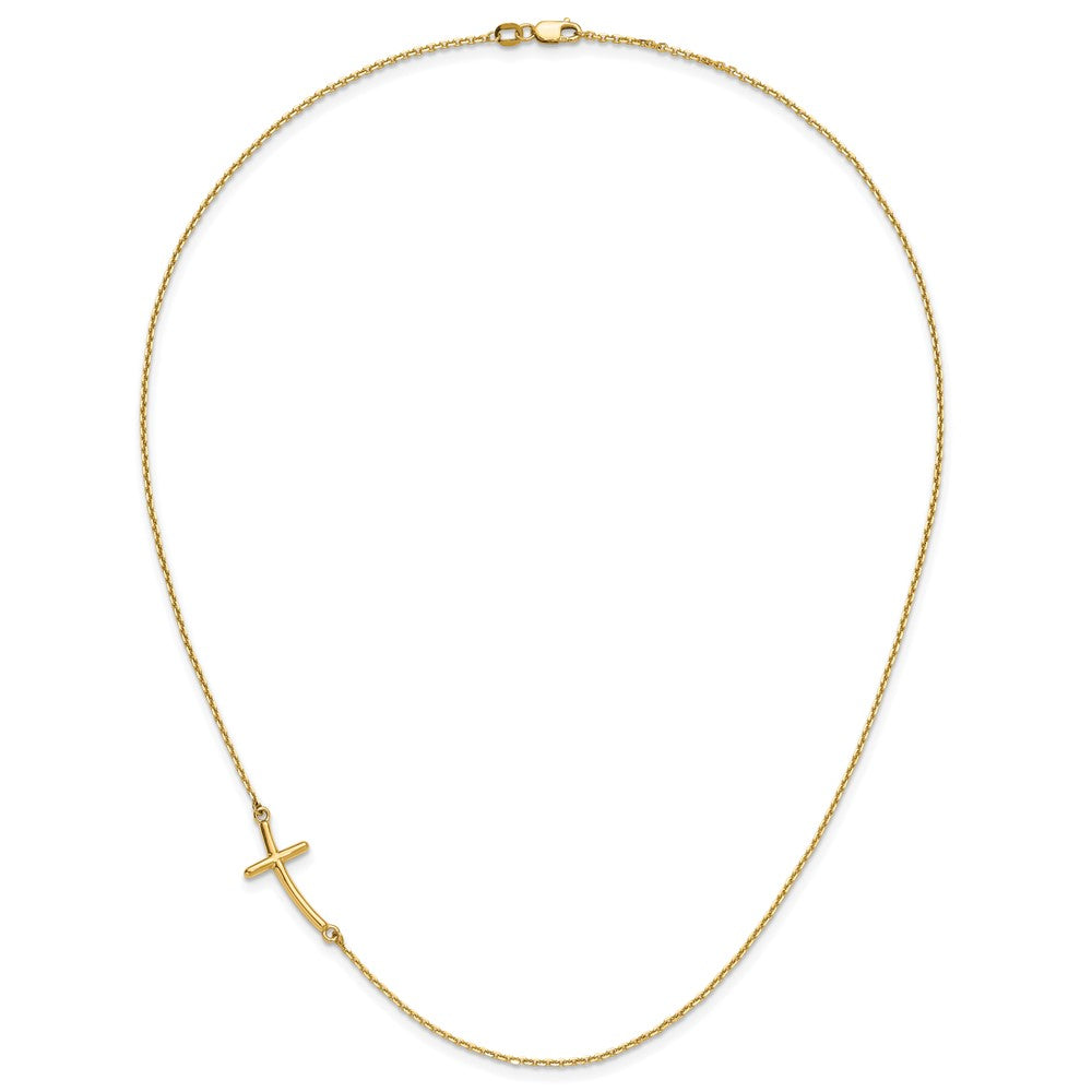 10K Gelbgold Groß Seitlich Gebogen Kreuz Halskette