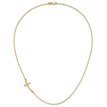 10K Gelbgold Groß Seitlich Gebogen Kreuz Halskette