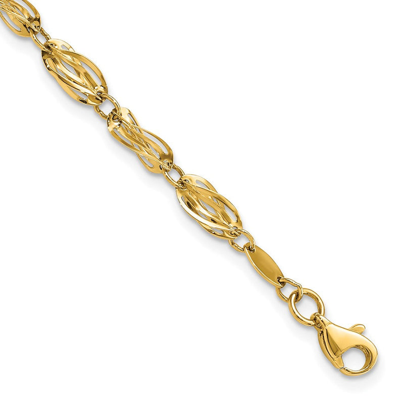10K Gelbgold Poliert Fantasie Armband