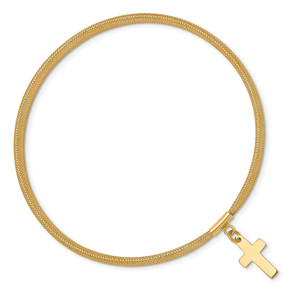 10K Gelbgold Netz Kreuz Hängend Dehnbar Armband