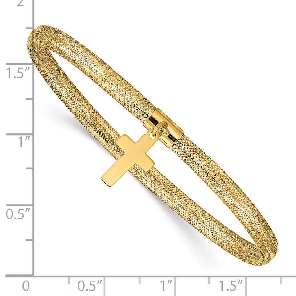 10K Gelbgold Netz Kreuz Hängend Dehnbar Armband