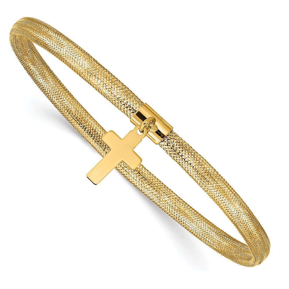 10K Gelbgold Netz Kreuz Hängend Dehnbar Armband