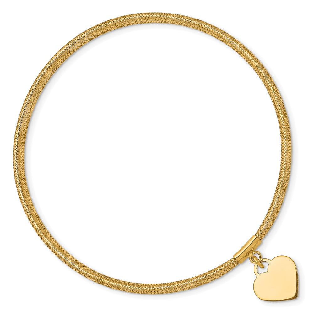 10K Gelbgold Herz Dehnbar Netz Armband
