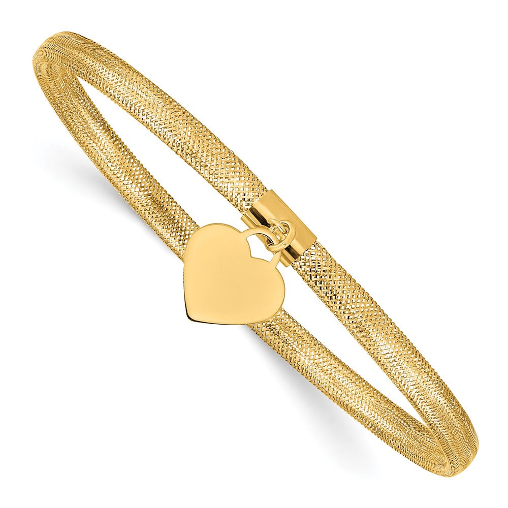 10K Gelbgold Herz Dehnbar Netz Armband