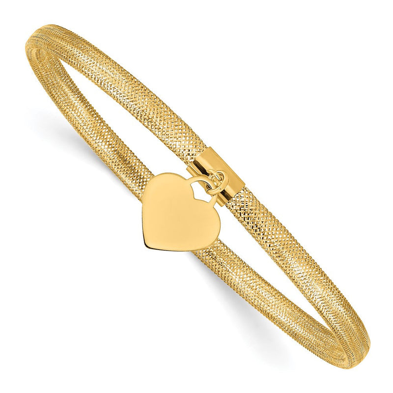 10K Gelbgold Herz Dehnbar Netz Armband