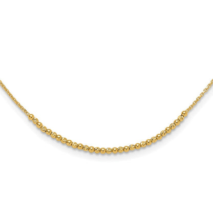 10K Gelbgold Diamantiert Gekugelt Halskette