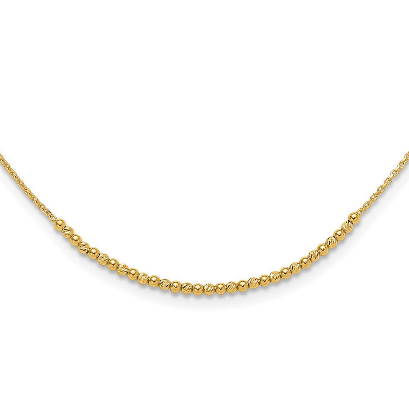 10K Gelbgold Diamantiert Gekugelt Halskette