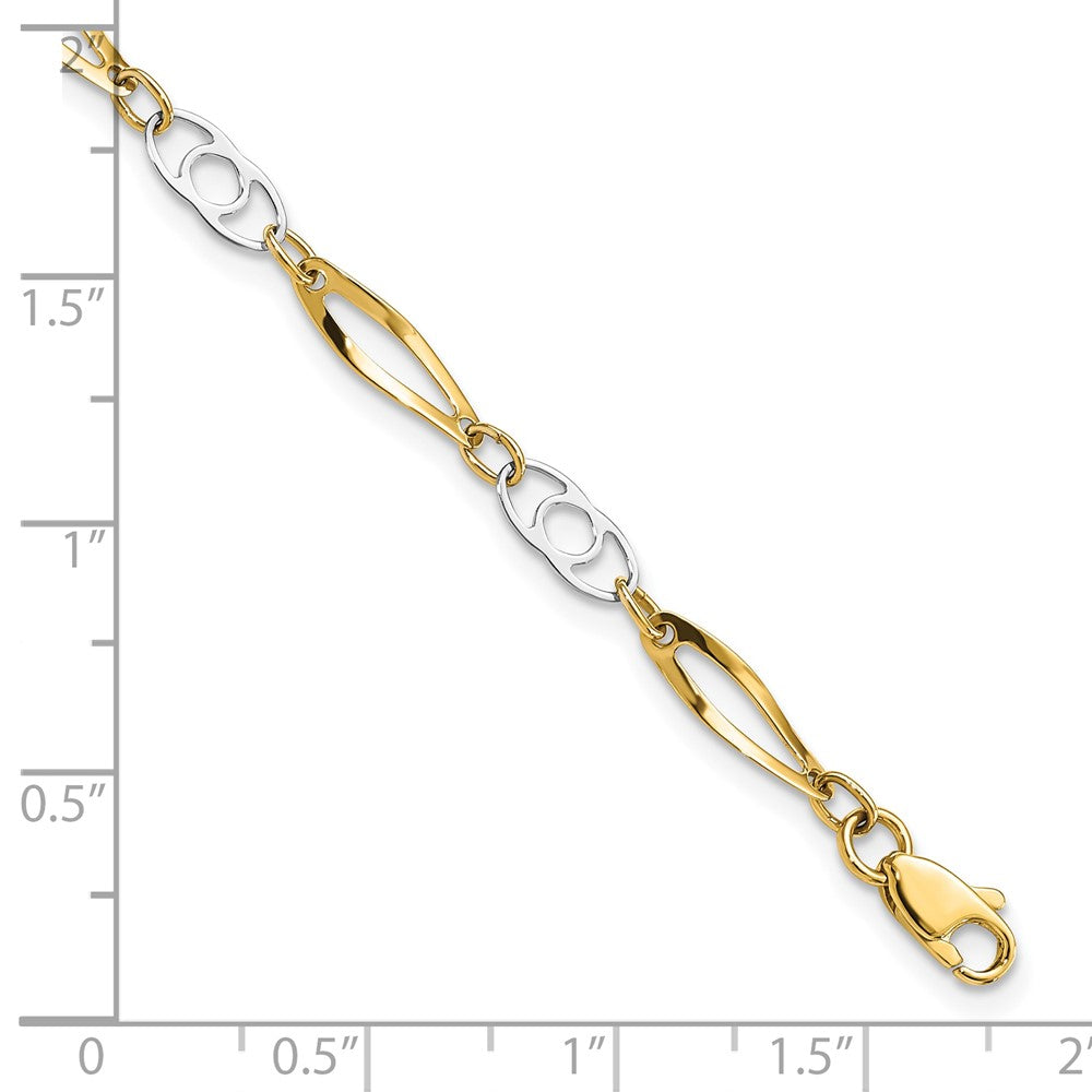 10K Bicolor Poliert Fantasieglieder Gliederarmband