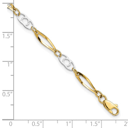 10K Bicolor Poliert Fantasieglieder Gliederarmband