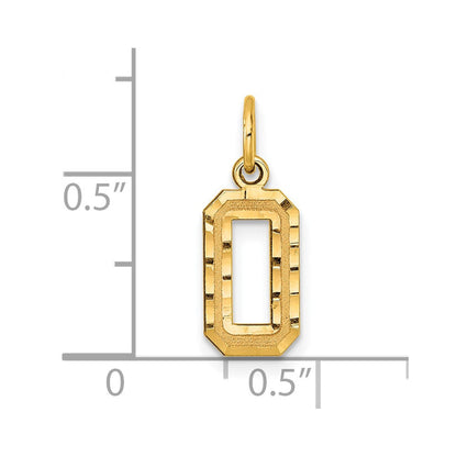 10K Gelbgold 10ky Casted Klein Diamantiert Zahl 0 Charm