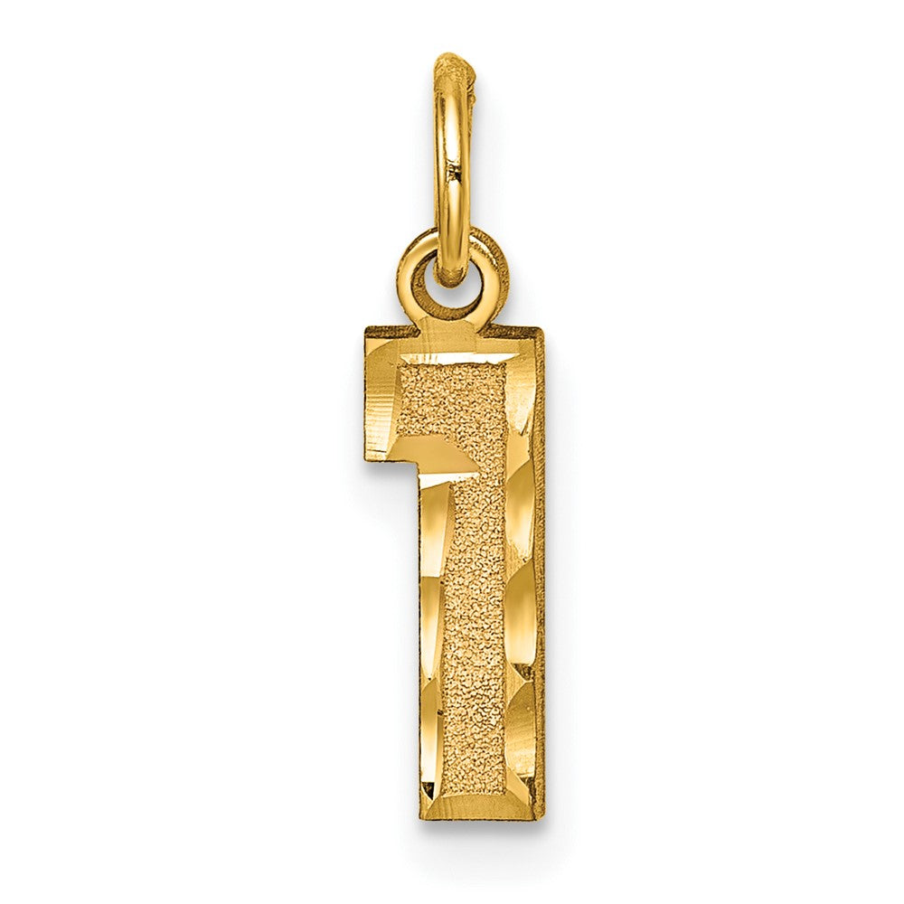 10K Gelbgold 10ky Casted Klein Diamantiert Zahl 1 Charm