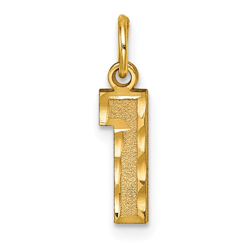 10K Gelbgold 10ky Casted Klein Diamantiert Zahl 1 Charm