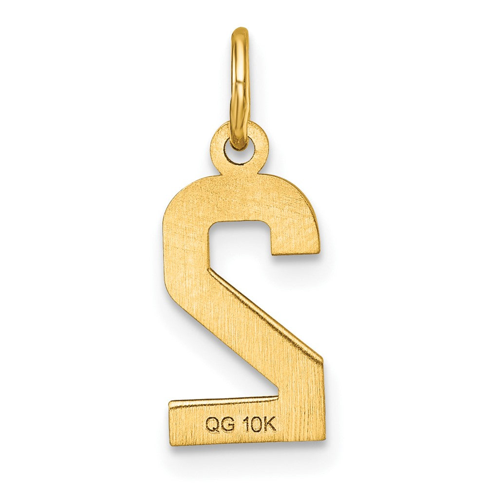 10K Gelbgold 10ky Casted Klein Diamantiert Zahl 2 Charm