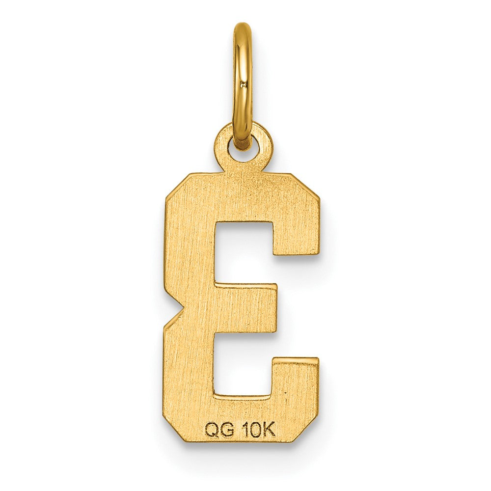 10K Gelbgold 10ky Casted Klein Diamantiert Zahl 3 Charm