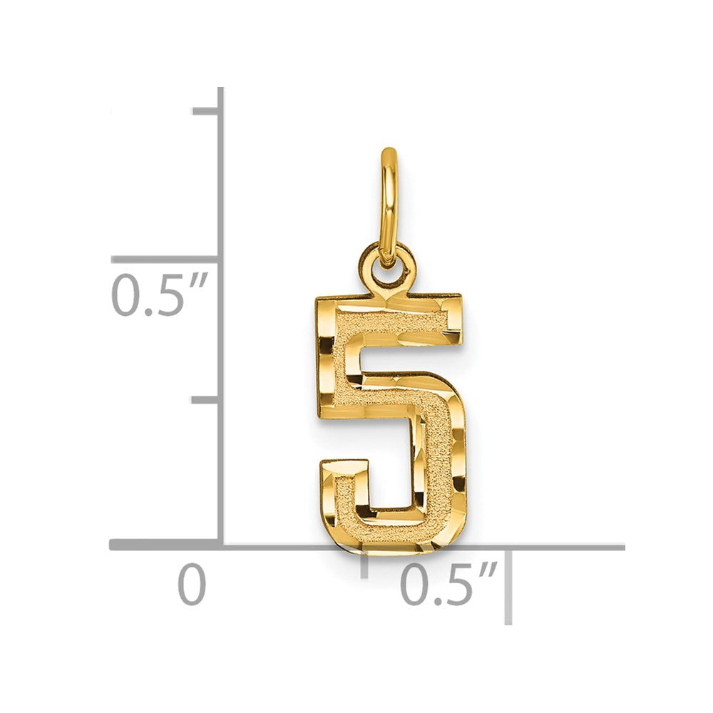 10K Gelbgold 10ky Casted Klein Diamantiert Zahl 5 Charm