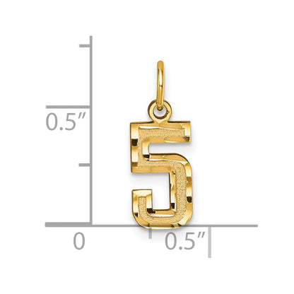 10K Gelbgold 10ky Casted Klein Diamantiert Zahl 5 Charm