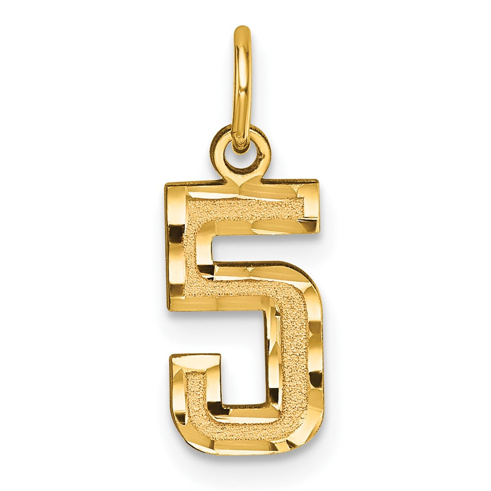 10K Gelbgold 10ky Casted Klein Diamantiert Zahl 5 Charm