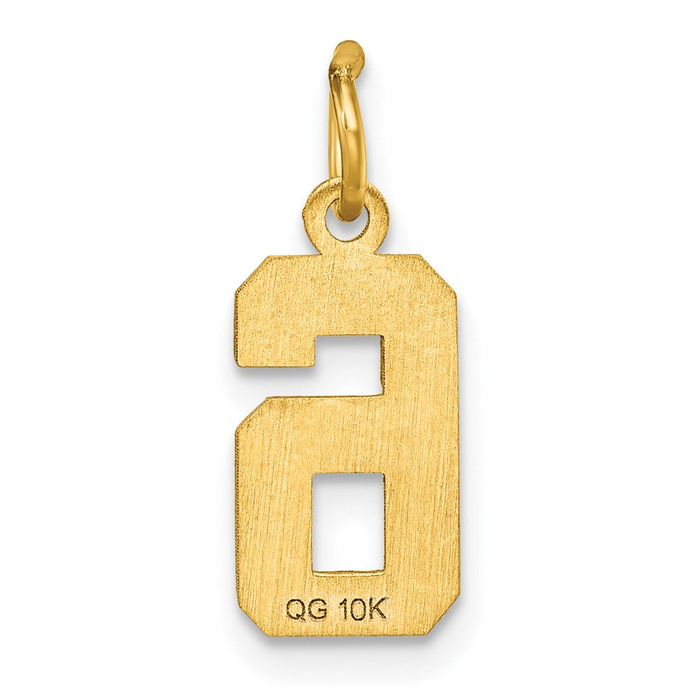 10K Gelbgold 10ky Casted Klein Diamantiert Zahl 6 Charm