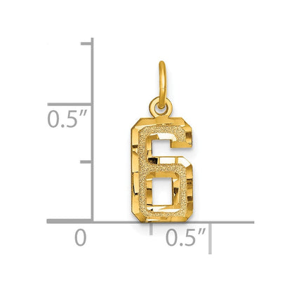 10K Gelbgold 10ky Casted Klein Diamantiert Zahl 6 Charm