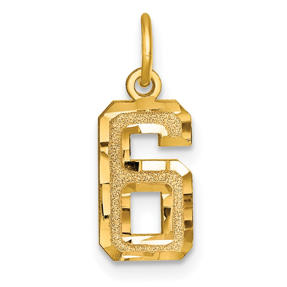 10K Gelbgold 10ky Casted Klein Diamantiert Zahl 6 Charm