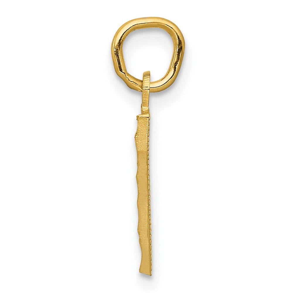 10K Gelbgold 10ky Casted Klein Diamantiert Zahl 7 Charm
