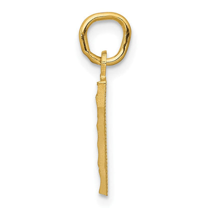 10K Gelbgold 10ky Casted Klein Diamantiert Zahl 7 Charm