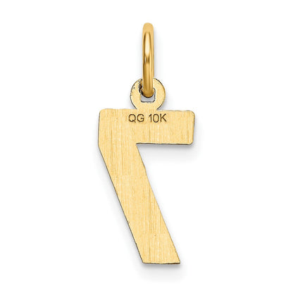 10K Gelbgold 10ky Casted Klein Diamantiert Zahl 7 Charm