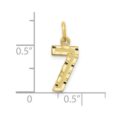 10K Gelbgold 10ky Casted Klein Diamantiert Zahl 7 Charm