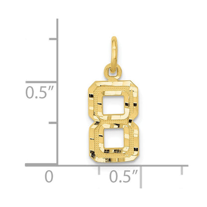 10K Gelbgold 10ky Casted Klein Diamantiert Zahl 8 Charm