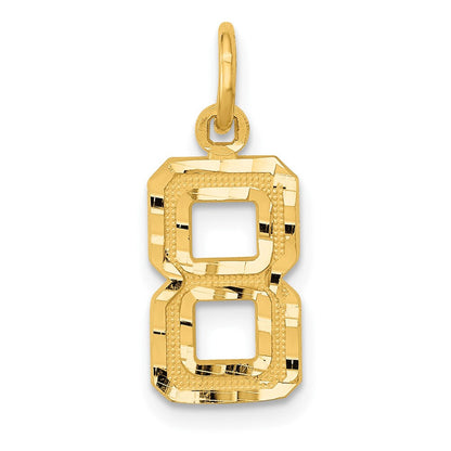 10K Gelbgold 10ky Casted Klein Diamantiert Zahl 8 Charm