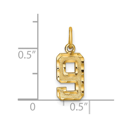 10K Gelbgold 10ky Casted Klein Diamantiert Zahl 9 Charm