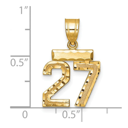 10K Gelbgold Klein Gebürstet Diamantiert Zahl 27 Charm