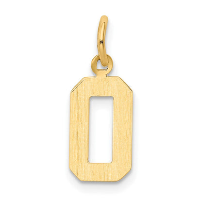 10K Gelbgold Klein Poliert Zahl 0 Charm