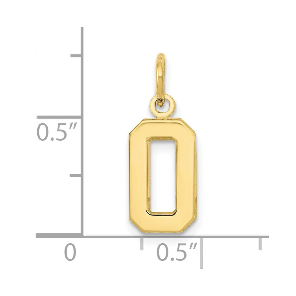 10K Gelbgold Klein Poliert Zahl 0 Charm